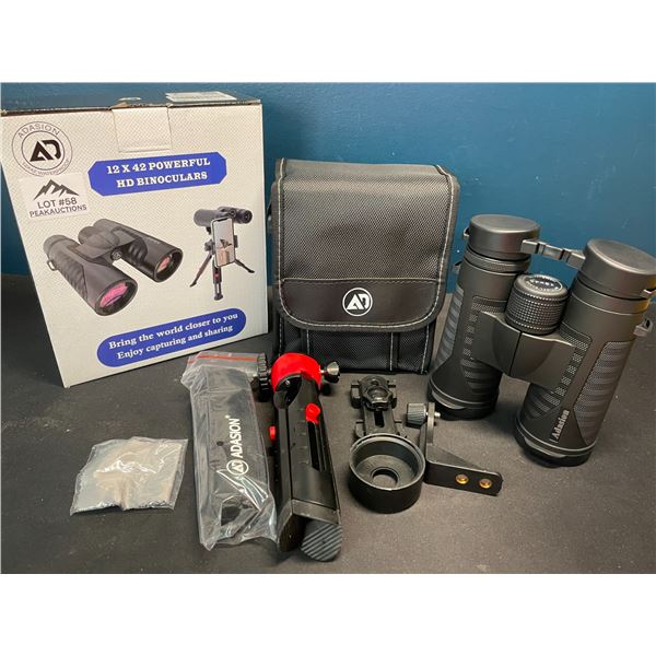 Lot of 1 Pair of 12x42 Powerful HD Binoculars w/ Tripod Stand