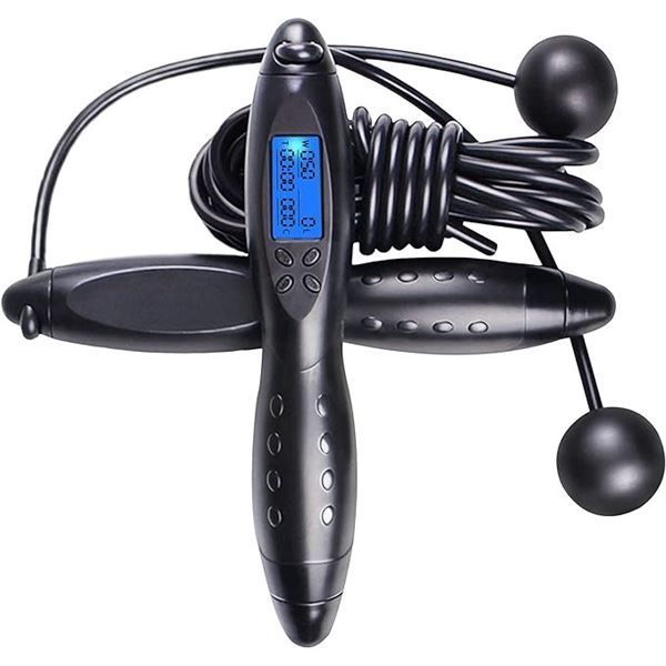Lot of 2 Electronic Counting Digital Jump/Skipping Ropes w/ Weights