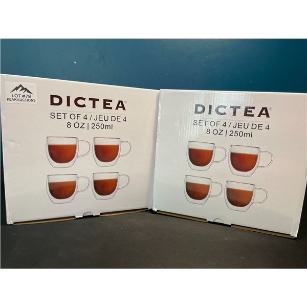Lot of 2 Packs of Dictea Double Wall Coffee Mugs - 4 per box/8 total