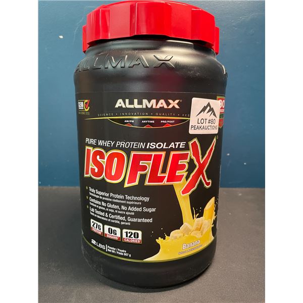 Lot of 1 Tub of AllMax Pure Whey Protein Isolate Powder - ISOFLEX - Banana - 2lb Tub