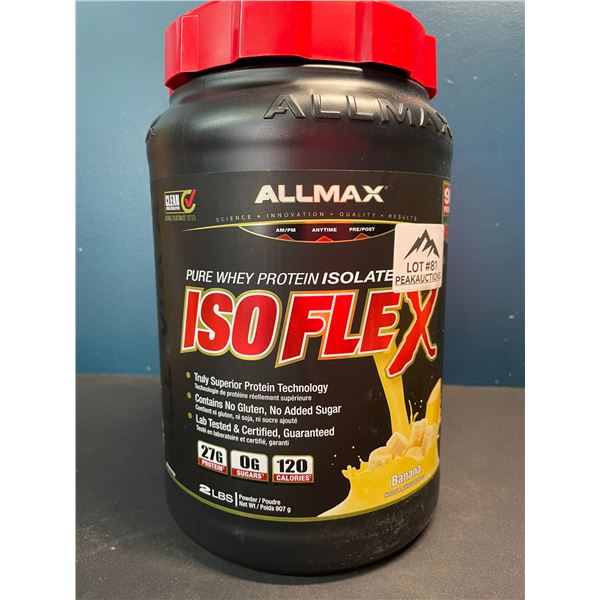 Lot of 1 Tub of AllMax Pure Whey Protein Isolate Powder - ISOFLEX - Banana - 2lb Tub