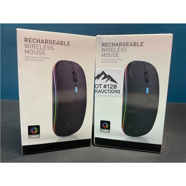 Lot of 2 Rechargeable Rainbow Backlit Wireless Mice