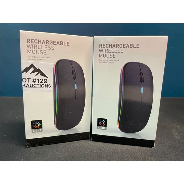 Lot of 2 Rechargeable Rainbow Backlit Wireless Mice