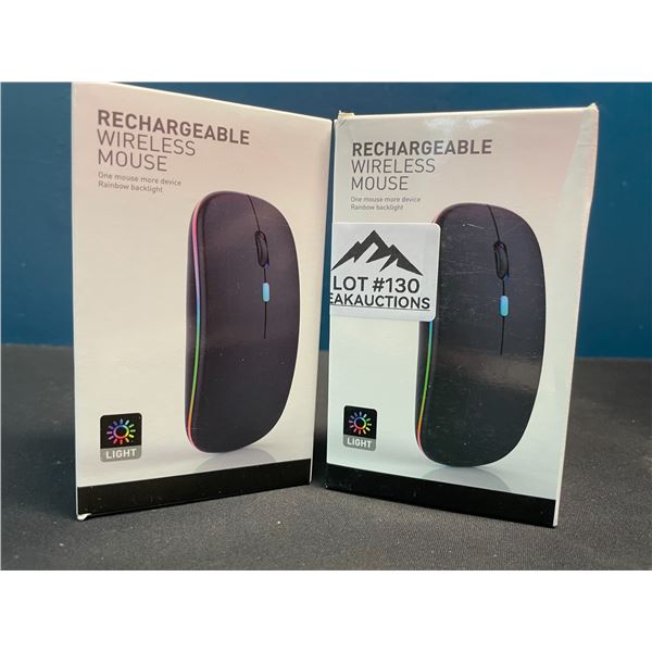Lot of 2 Rechargeable Rainbow Backlit Wireless Mice