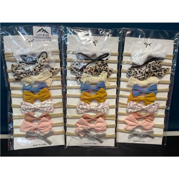 Lot of 3 Multi-Packs of Bow Headbands for Baby Girls