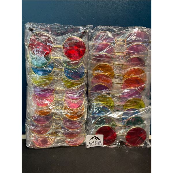 Lot of 2 Multi-Packs of Round Hippie-Style Sunglasses - 10 per pack/20 total
