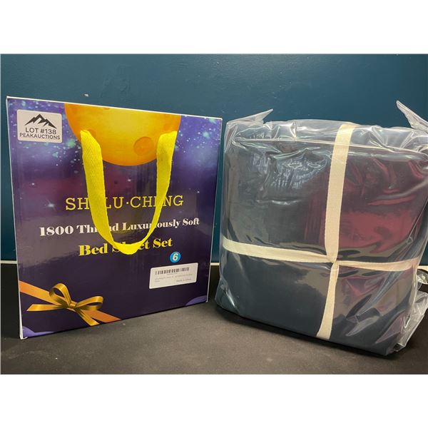 Lot of 1 Full Size 6PC Bed Sheet Set - 1800 Thread Count - Navy Blue