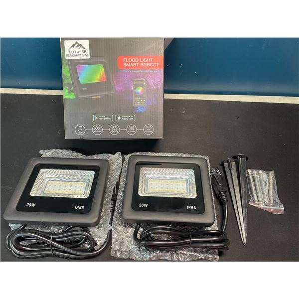 Lot of 1 Pack of 20W RGB LED Flood Lights w/ Smart APP Control - Colour Changing - 2 Lights in box!