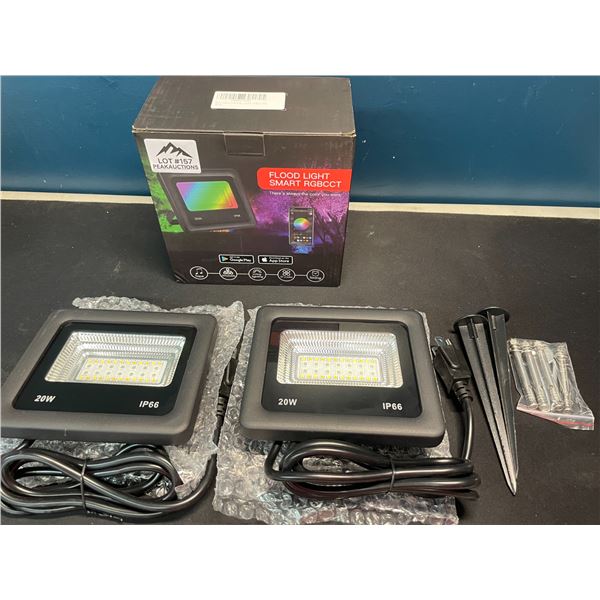 Lot of 1 Pack of 20W RGB LED Flood Lights w/ Smart APP Control - Colour Changing - 2 Lights in box!