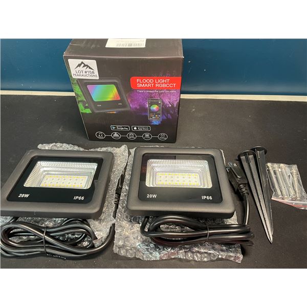 Lot of 1 Pack of 20W RGB LED Flood Lights w/ Smart APP Control - Colour Changing - 2 Lights in box!