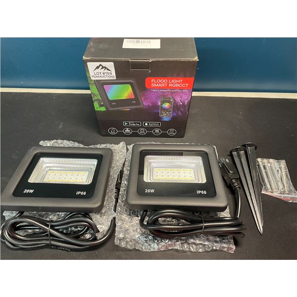 Lot of 1 Pack of 20W RGB LED Flood Lights w/ Smart APP Control - Colour Changing - 2 Lights in box!