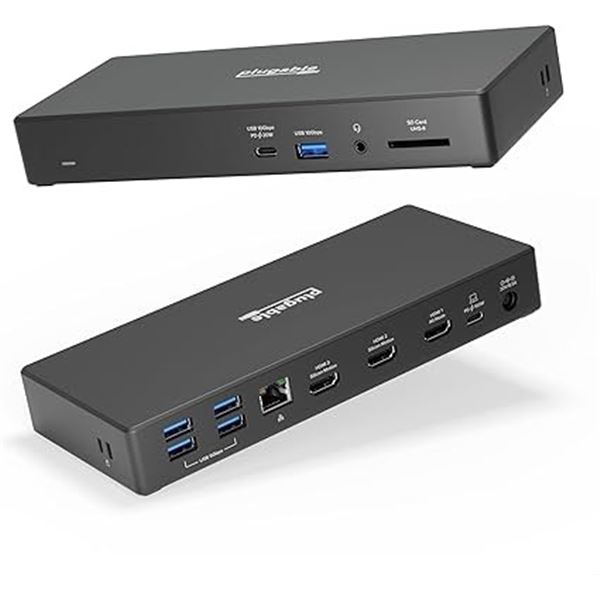 Lot of 1 Plugable 13-in-1 USB-C Triple Monitor Docking Station w100W Charging and 20W USB-C Charging
