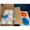 Image 2 : Lot of 1 Box of Porcelain Colorful Tea Cups with Saucers - 6PCS/Colours
