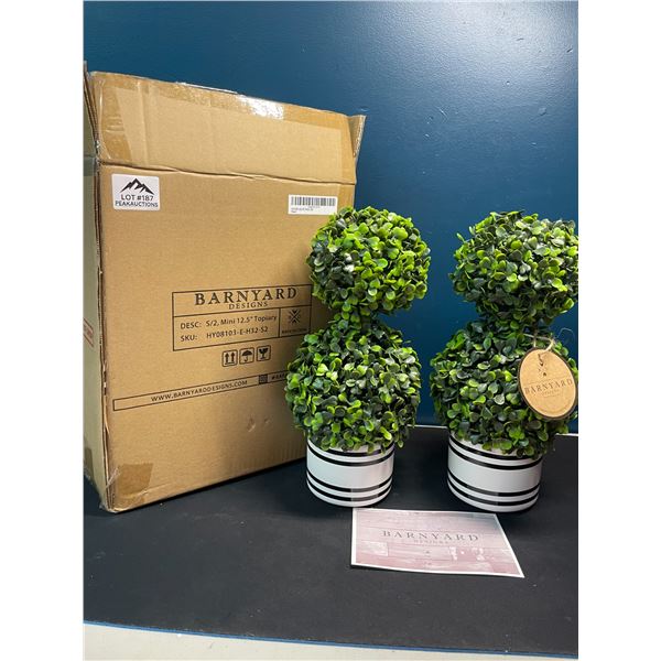Lot of 1 Box of Barnyard Designs Mini 12.5inch Topiary Artifical Plants - 2 in Box