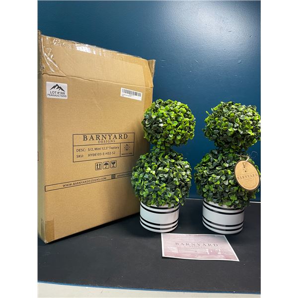 Lot of 1 Box of Barnyard Designs Mini 12.5inch Topiary Artifical Plants - 2 in Box
