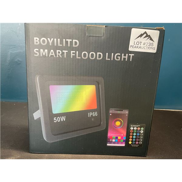 Lot of 1 BOYILITD 50W RGB LED Flood Light w/ Smart APP Control & Remote Control - Colour Changing