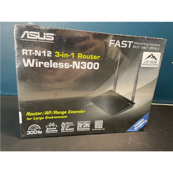 Lot of 1 ASUS RT-N12 3-in-1 WiFi Router - BRAND NEW SEALED!