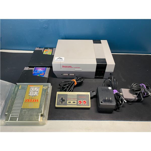 Lot of 1 Nintendo Entertainment System w/ NES Games (ZELDA!) Controller, & Cord - Used; Powers On!