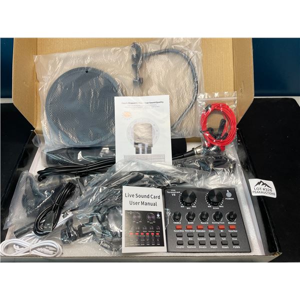 Lot of 1 Professional Condenser Microphone w/ Sound Card  - Great for Podcasting, Recording, etc.!