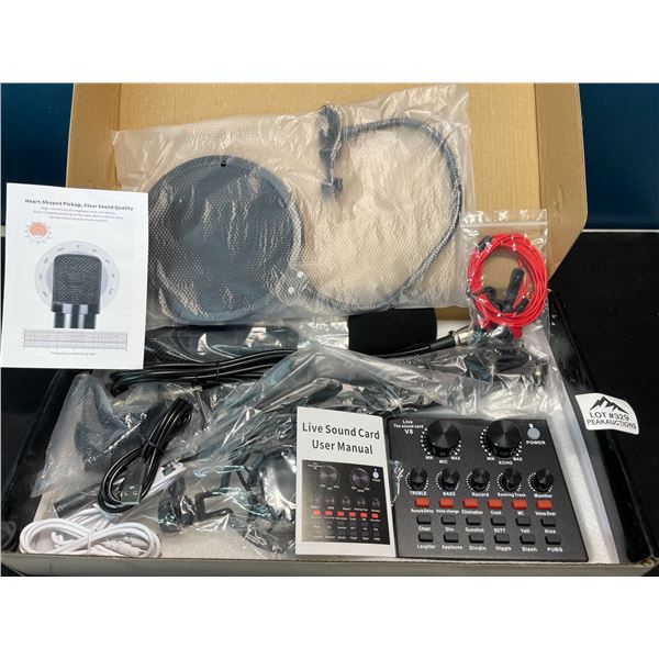 Lot of 1 Professional Condenser Microphone w/ Sound Card  - Great for Podcasting, Recording, etc.!