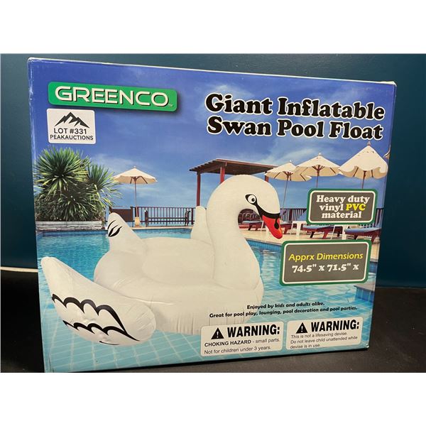 Lot of 1 Giant Inflatable Swan Pool Float - 74.5 x 71.5 Inch
