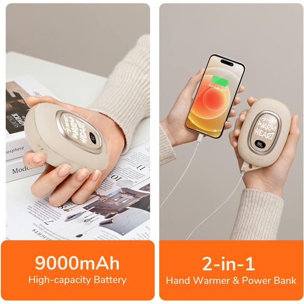 Lot of 2 Rechargeable Hand Warmers/Portable Power Banks - 9000mAh High Capacity!