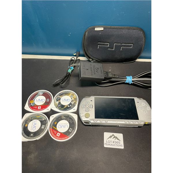 Lot of 1 Sony PSP Handheld Console - Used - With Games, Case, and Cord