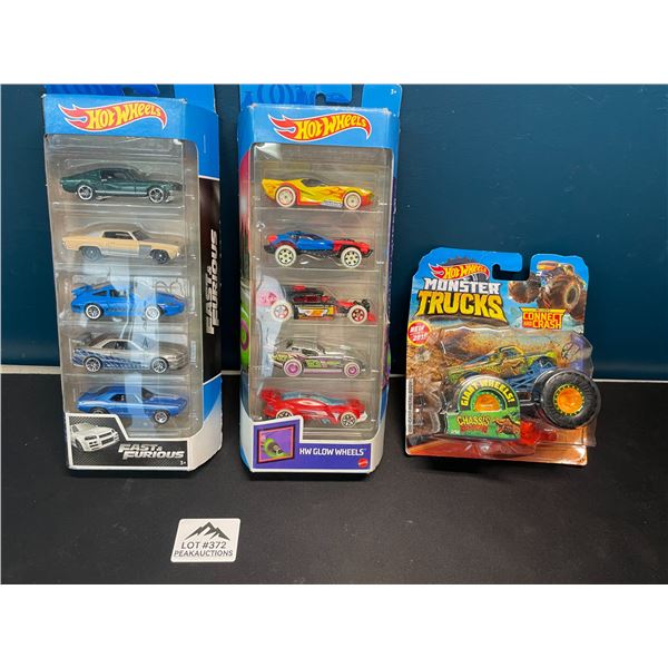 Lot of 3 Assorted Hot Wheels Toy Sets