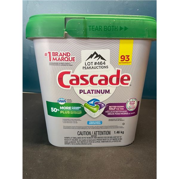 Lot of 1 Tub of Cascade Platinum Dishwasher Detergent Tablets - 1.46kg