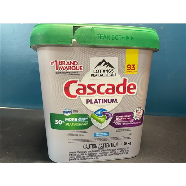 Lot of 1 Tub of Cascade Platinum Dishwasher Detergent Tablets - 1.46kg