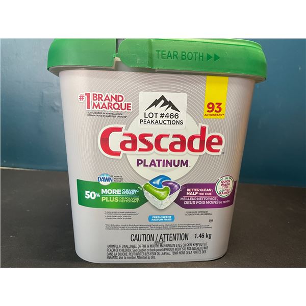 Lot of 1 Tub of Cascade Platinum Dishwasher Detergent Tablets - 1.46kg