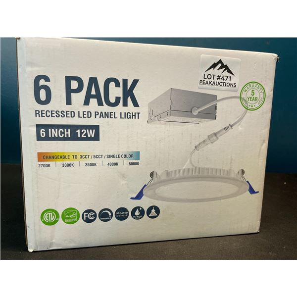 Lot of 1 6-Pack of Recessed LED Panel Lights - 6-inch - 12W