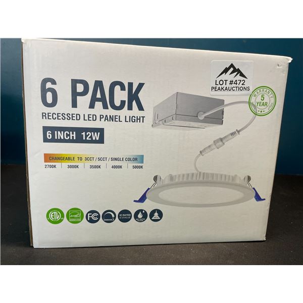 Lot of 1 6-Pack of Recessed LED Panel Lights - 6-inch - 12W