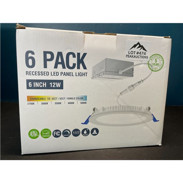 Lot of 1 6-Pack of Recessed LED Panel Lights - 6-inch - 12W