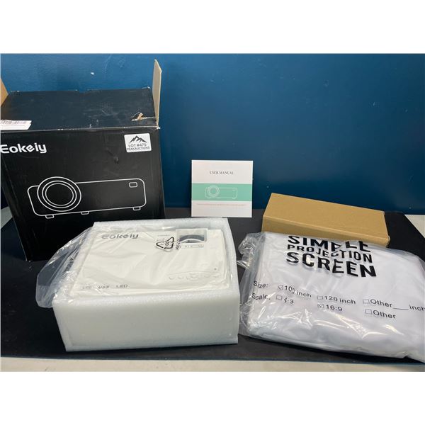 Lot of 1 Eokeiy LED Multimedia Projector w/ 100-inch Projector Screen