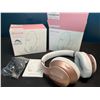 Image 1 : Lot of 2 Glynzak Wireless Bluetooth Over Ear Headphones - 65hr music/talk time! - Rose Gold