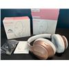 Image 1 : Lot of 2 Glynzak Wireless Bluetooth Over Ear Headphones - 65hr music/talk time! - Rose Gold