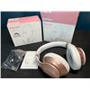 Image 1 : Lot of 2 Glynzak Wireless Bluetooth Over Ear Headphones - 65hr music/talk time! - Rose Gold