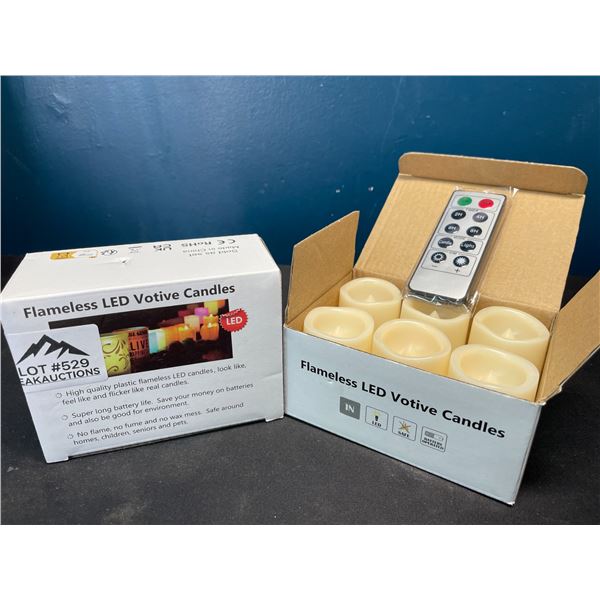 Lot of 2 Multi-Packs of Flameless LED Candles w/ Remote Control & Batteries; 6 per pack/12 total