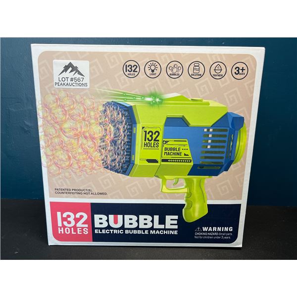 Lot of 1 Electric Rechargeable Bubble Gun - 132 Holes