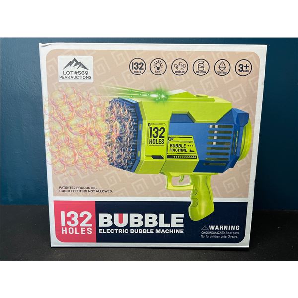 Lot of 1 Electric Rechargeable Bubble Gun - 132 Holes
