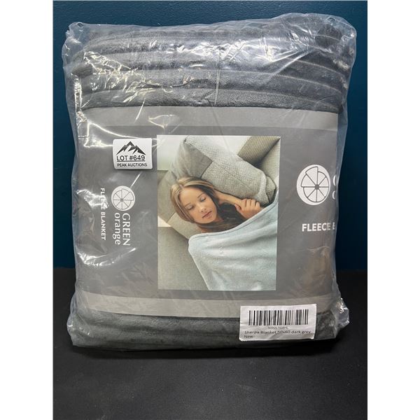 Lot of 1 Sherpa Fleece Blanket - 50x60" Dark Grey