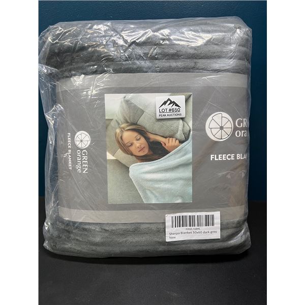 Lot of 1 Sherpa Fleece Blanket - 50x60" Dark Grey