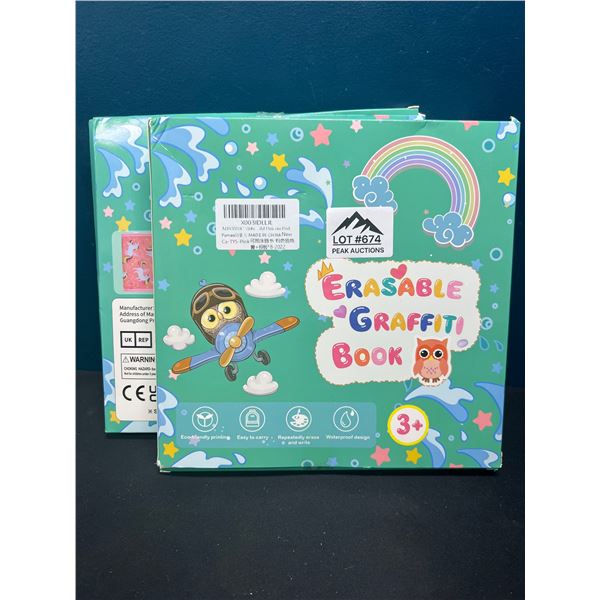 Lot of 2 Kids Erasable Graffiti Books - Pink Unicorn
