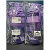 Image 2 : Lot of 2 Sports Water Bottles w/ Straws - 32oz - Purple