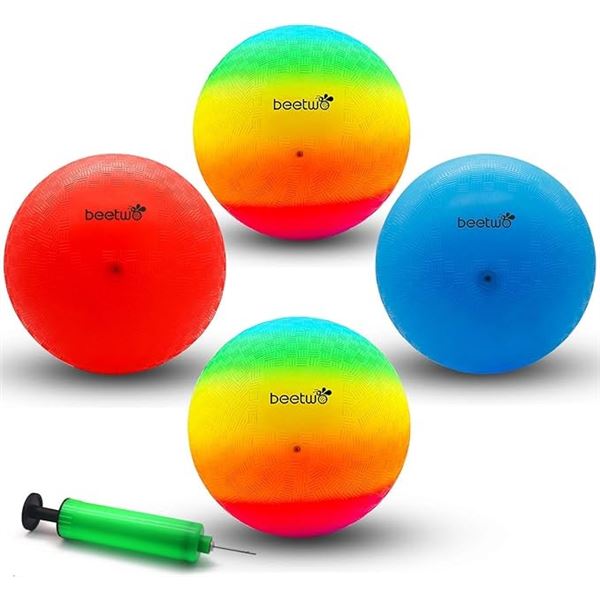 Lot of 1 Multi-Pack of Dodgeballs/Kickballs (4 balls) - 8.5inch size - With Pump