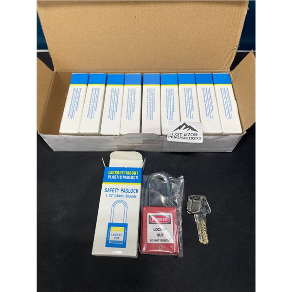 Lot of 1 Box of 1 1/2" Safety Padlocks - 10 Pack