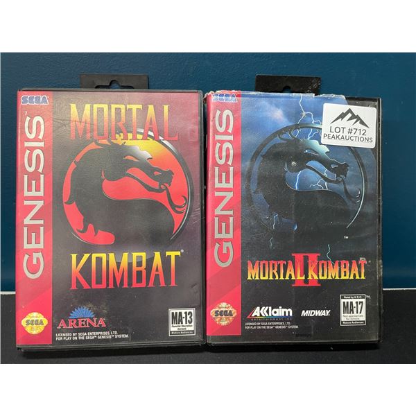 Lot of 2 Sega Genesis Games w/ Cases - Mortal Kombat - Used