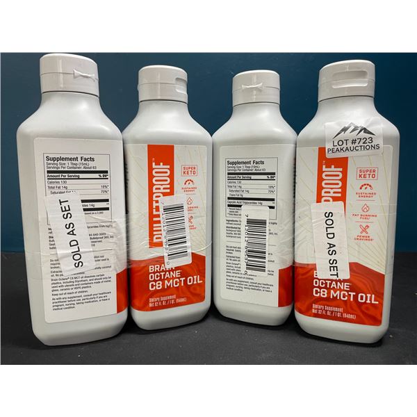 Lot of 4 BulletProof Brain Octane C8 MCT Oils 16oz; Keto Friendly! Boosts Cognition/Immune Function
