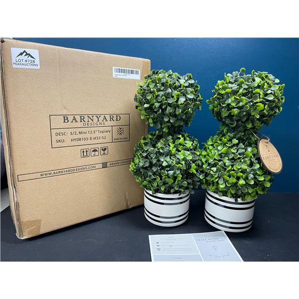 Lot of 1 Box of Barnyard Designs Mini 12.5inch Topiary Artifical Plants - 2 in Box